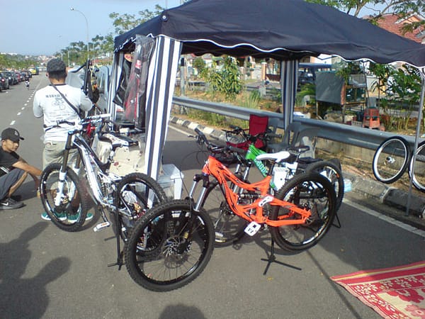 Another team tent with their bling bikes on display