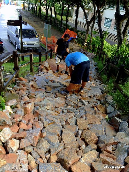 Bukit Timah Trail Head - rock armored in place after a 7hrs effort.